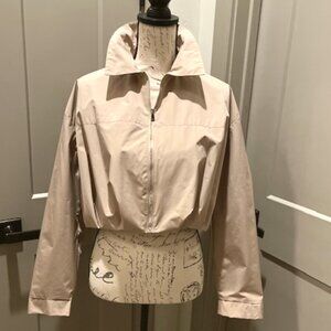 ZARA Front-Zip High-Collar Bomber Jacket - Beige - SMALL - NWT